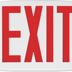 Lithonia Lighting LQM S W 3 R 120/277 EL N M6 Quantum Thermoplastic LED Emergency Exit Sign with Stencil-Faced White Housing and Red Letters with Nickel Cadium battery