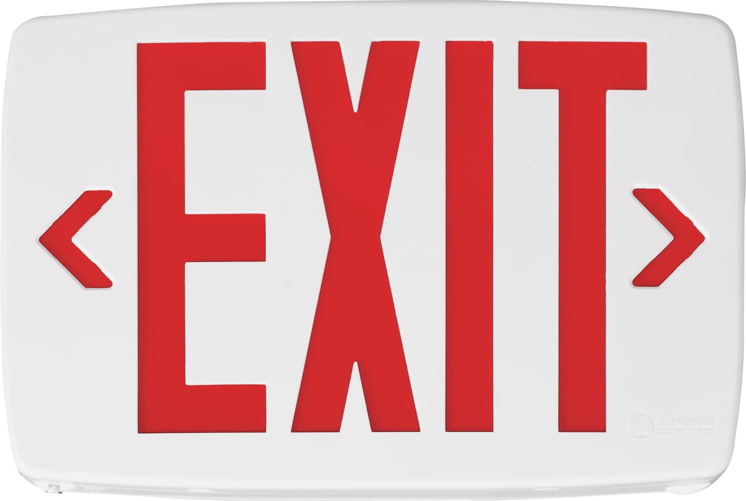 Lithonia Lighting LQM S W 3 R 120/277 EL N M6 Quantum Thermoplastic LED Emergency Exit Sign with Stencil-Faced White Housing and Red Letters with Nickel Cadium battery