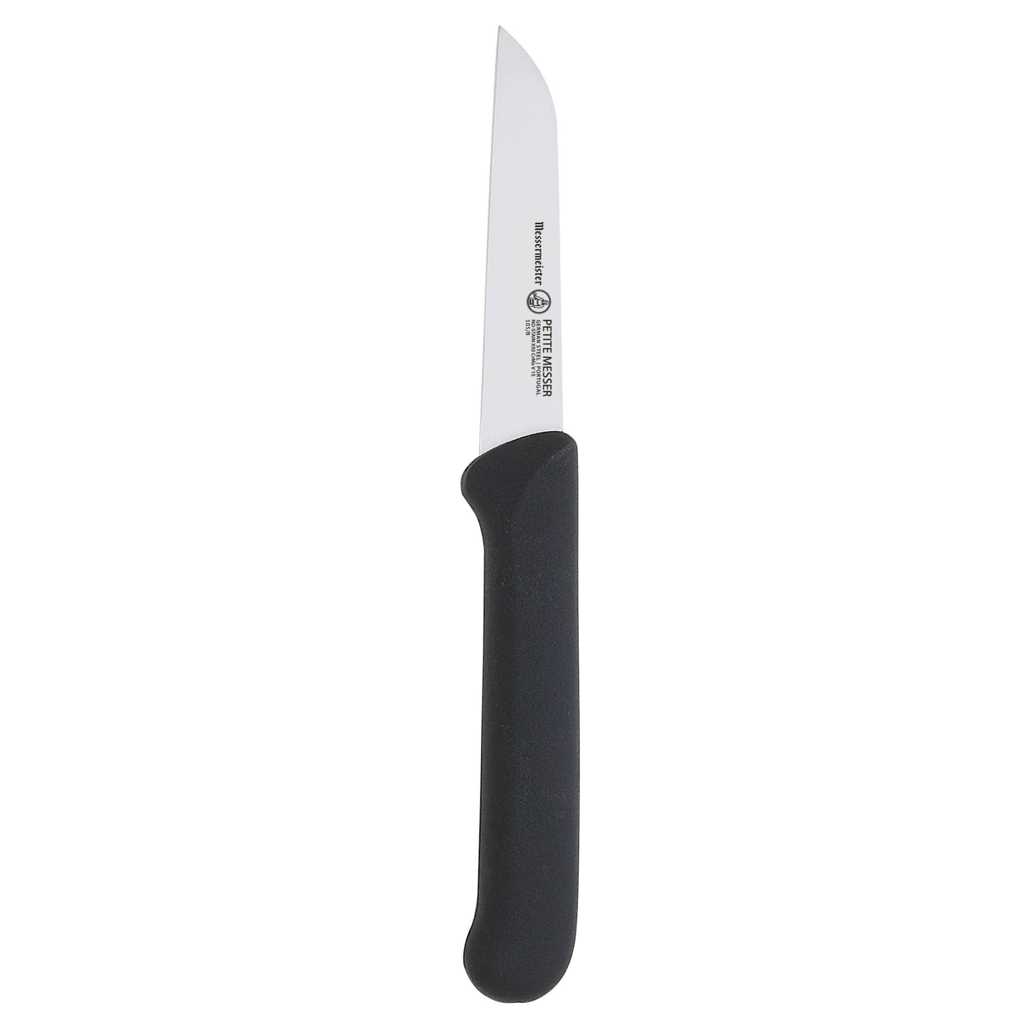 Messermeister Petite Messer 3” Sheep’s Foot Parer with Matching Sheath, Black - German 1.4116 Stainless Steel & Ergonomic Handle - Lightweight, Rust Resistant & Easy to Maintain