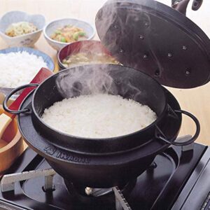 Iwachu 21086 Iwachu Rice Pot, 5 Cooking, Black, Inner Enameled Treatment, Induction Compatible, Nambu Ironware