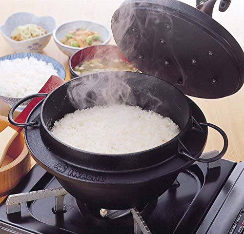 Iwachu 21086 Iwachu Rice Pot, 5 Cooking, Black, Inner Enameled Treatment, Induction Compatible, Nambu Ironware