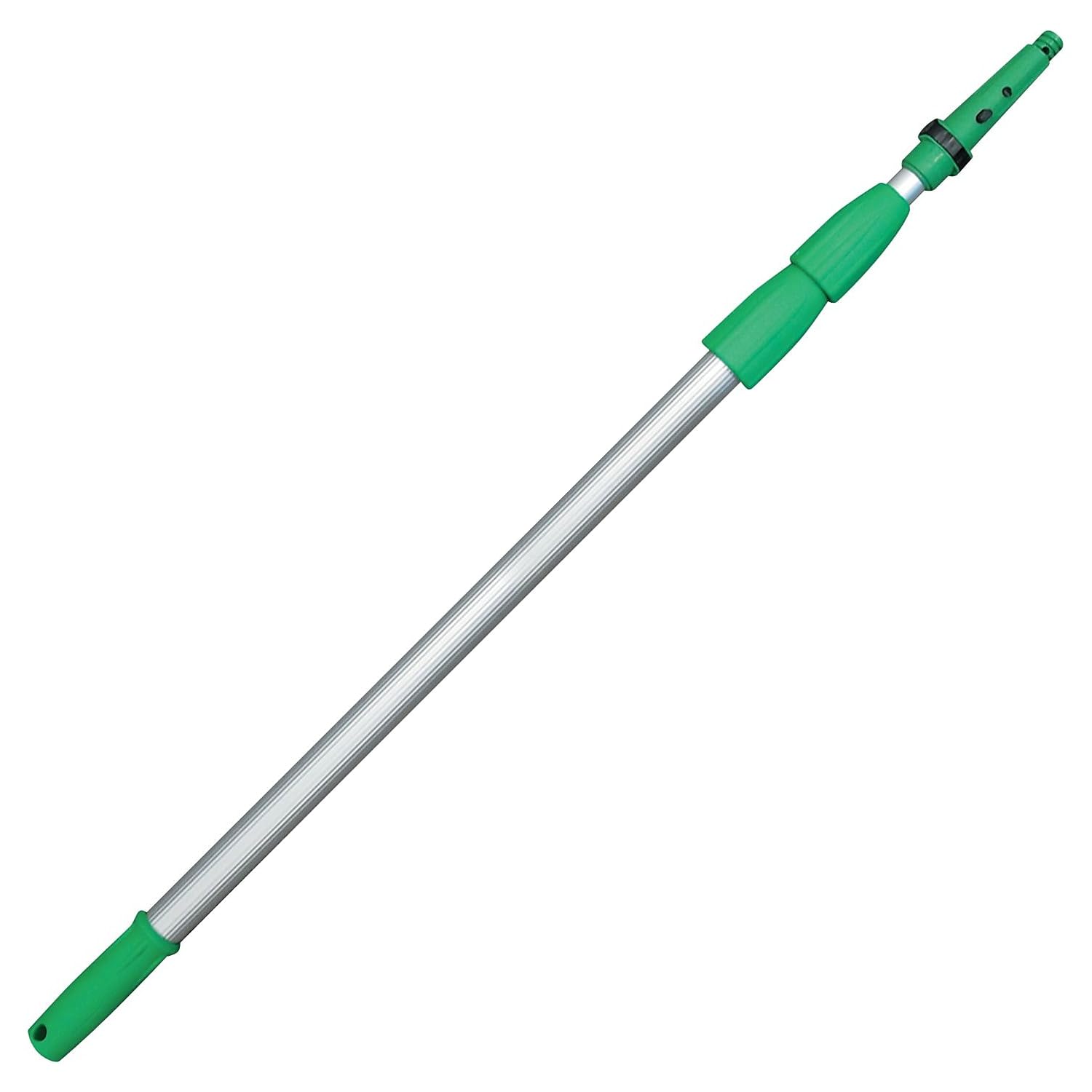 Unger ED450 Opti-Loc Aluminum Extension Pole, 14ft, Three Sections, Green/Silver