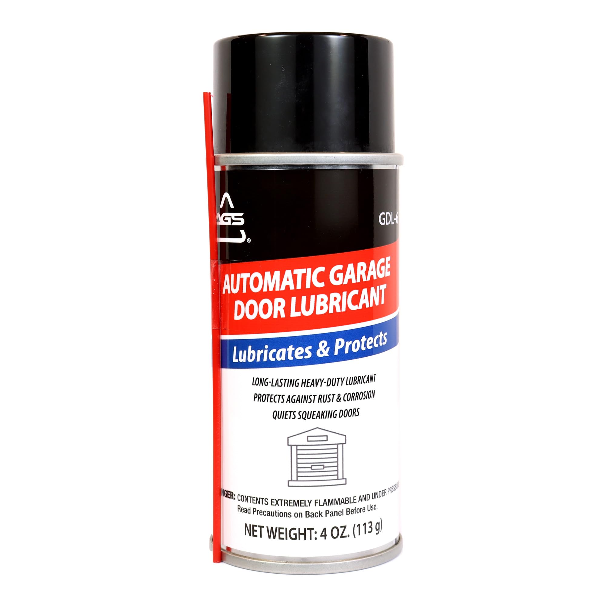 AGS Company Garage Door Lubricant, Aerosol, 4 oz, Garage Door Lubricant Spray, Protects Grage Door Rollers and Springs, Quiets Squeaky Garage Doors, All Weather Formula