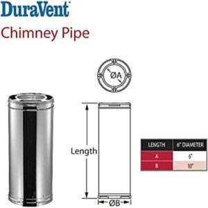 DuraVent 6DP 24 DuraPlus Triple Wall Chimney Pipe for Wood Stoves, Fireplaces, Furnaces, Boilers Stoves, Ranges, Water Heaters, 6 Diameter by 24