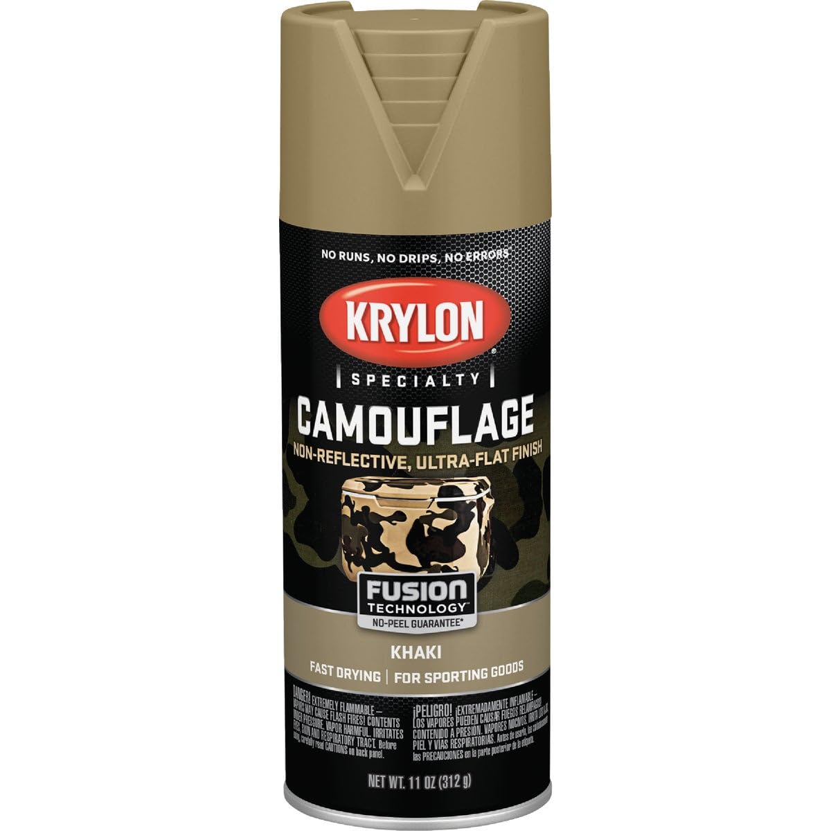 11 oz Krylon K04291777 Fusion For Plastic Khaki Spray Paint Camouflage