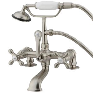 elements of design dt2038ax hot springs deck mount clawfoot tub filler with hand shower, satin nickel