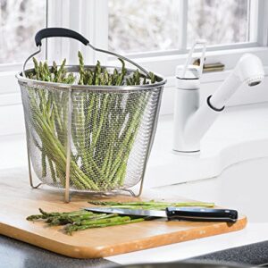 Polder 8 inch Strainer and Steamer Insert Basket, Stainless Steel, Perfect for Cooking Vegetables, Pasta and more