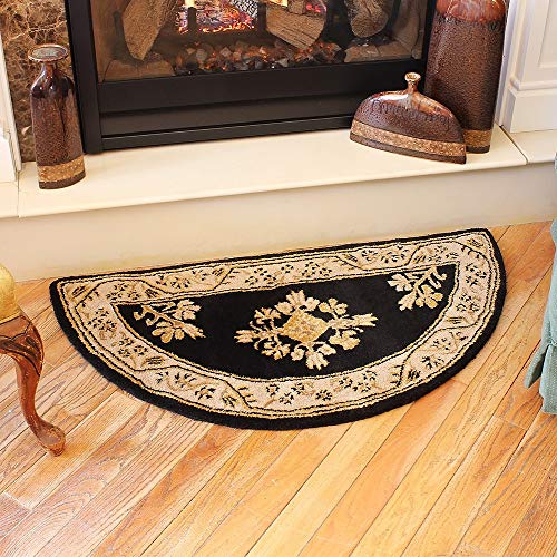 Minuteman International Noir Jardin Wool Hearth Rug, Half Round