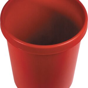 Helit H6105825 Object Waste Paper Bin, 18 litres, Red, with All-Round Handle Edge, Plastic, Pack of 1