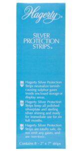 hagerty silver protection strips, jewelry tarnish prevention strips for jewelry boxes and enclosed storage, made in usa, kosher certified, 8-pack, 2" x 7"