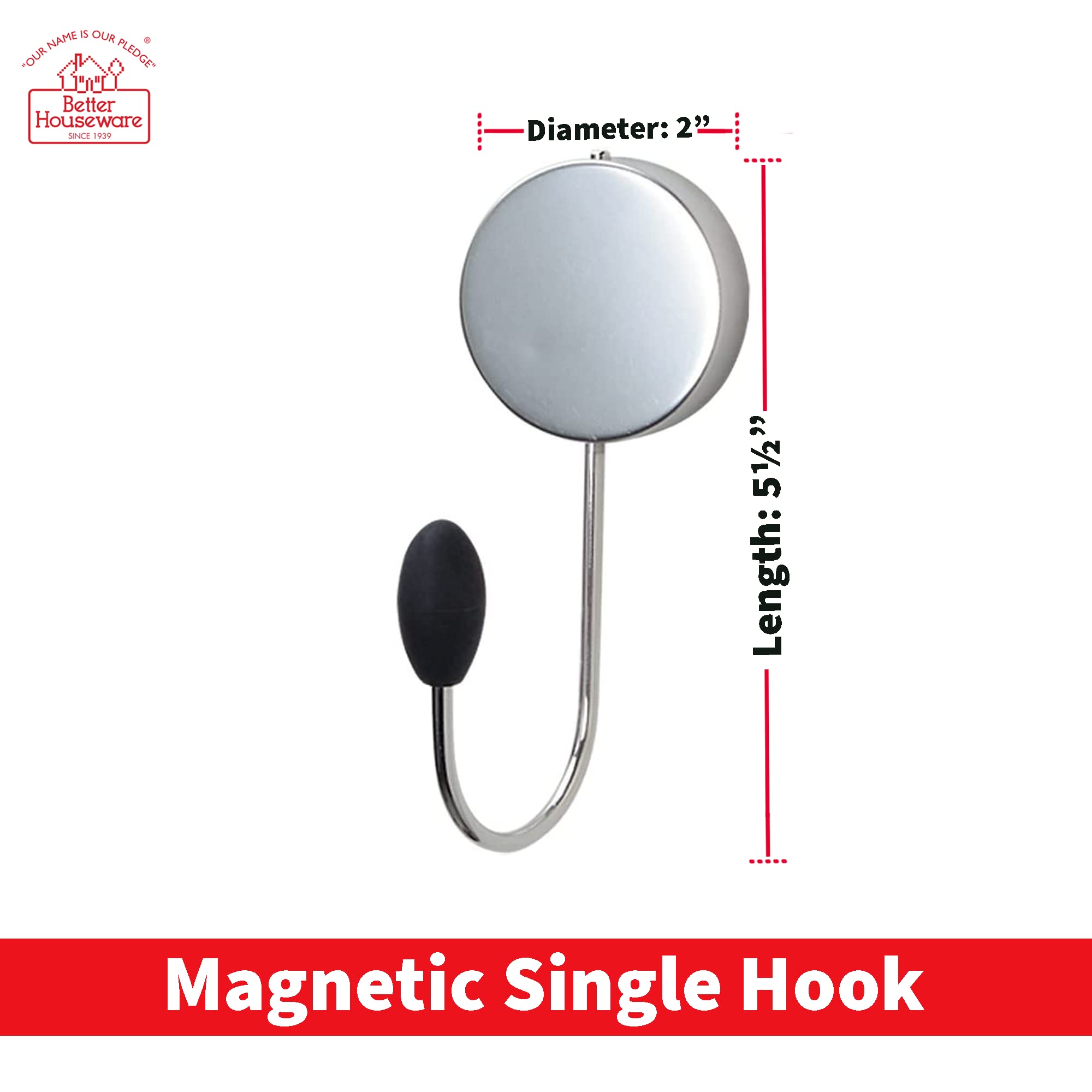 Better Houseware Magnetic Single, large hook, Stainless