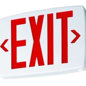 Lithonia Lighting LQM S W 3 R 120/277 EL N M6 Quantum Thermoplastic LED Emergency Exit Sign with Stencil-Faced White Housing and Red Letters with Nickel Cadium battery