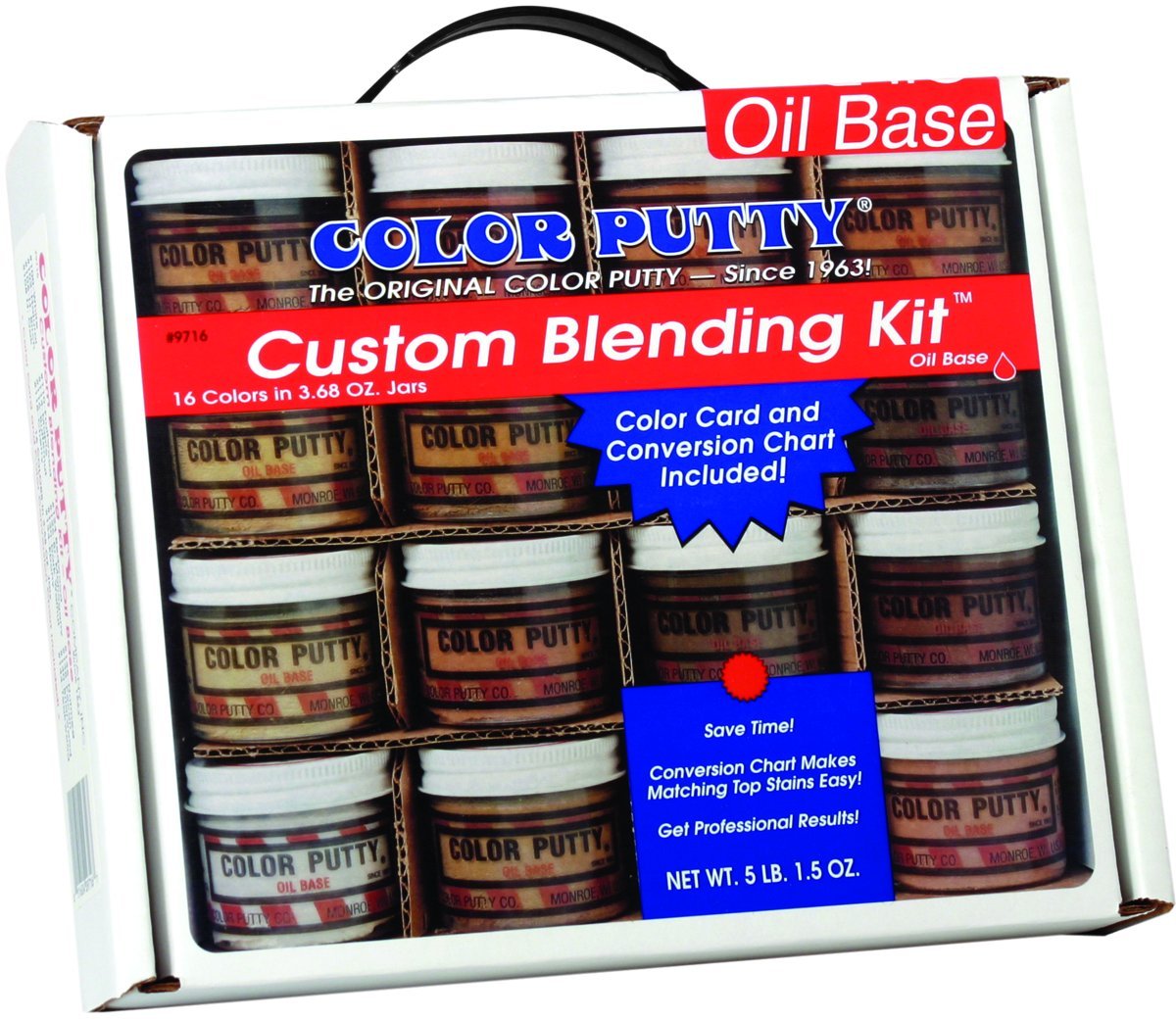 Oil Based Custom Blending Kit by Color Putty - Includes Sixteen 3.68 oz Jars of High-Performance-Putty