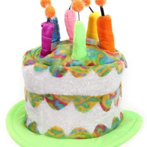 elope Rainbow Birthday Cake Plush Hat for Teens and Adults