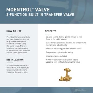 Moen Kingsley Brushed Nickel Moentrol Shower Valve with 3-Function Integrated Diverter Valve Trim, Valve Required, T4111BN