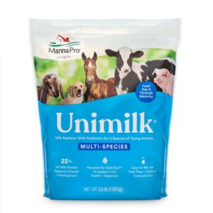 manna pro unimilk multi-species milk replacer with probiotics | supports healthy growth and development | 9lbs