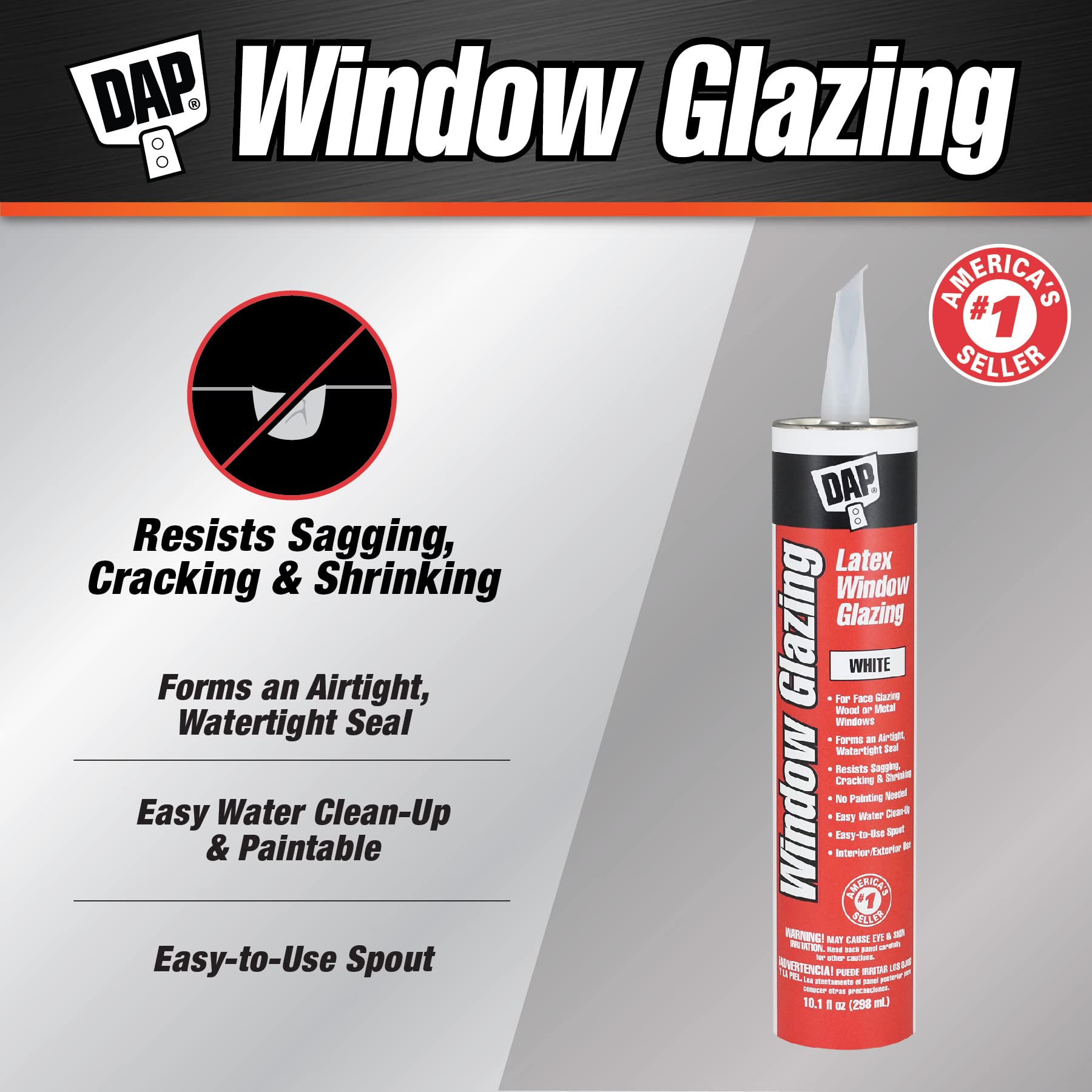 DAP 7079812108 Ltx Window Glazing-12049 Raw Building Material, 10.1 oz, White