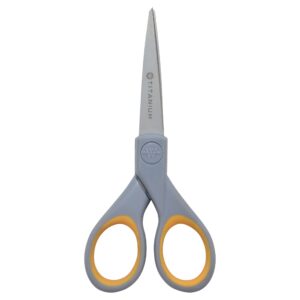 Westcott 13525 5-Inch Pointed Titanium-Bonded Crafting Scissors with Soft Handles, Gray/Yellow