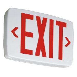 Lithonia Lighting LQM S W 3 R 120/277 EL N M6 Quantum Thermoplastic LED Emergency Exit Sign with Stencil-Faced White Housing and Red Letters with Nickel Cadium battery