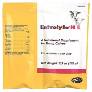 rs animal health 8152 electrolyte h.e. packets for young calves, 178g