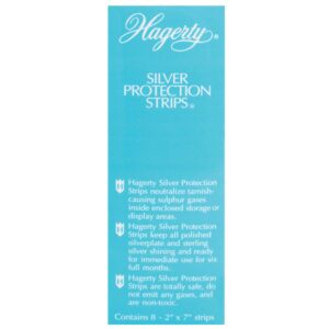 Hagerty Silver Protection Strips, Jewelry Tarnish Prevention Strips for Jewelry Boxes and Enclosed Storage, Made In USA, Kosher Certified, 8-Pack, 2" x 7"