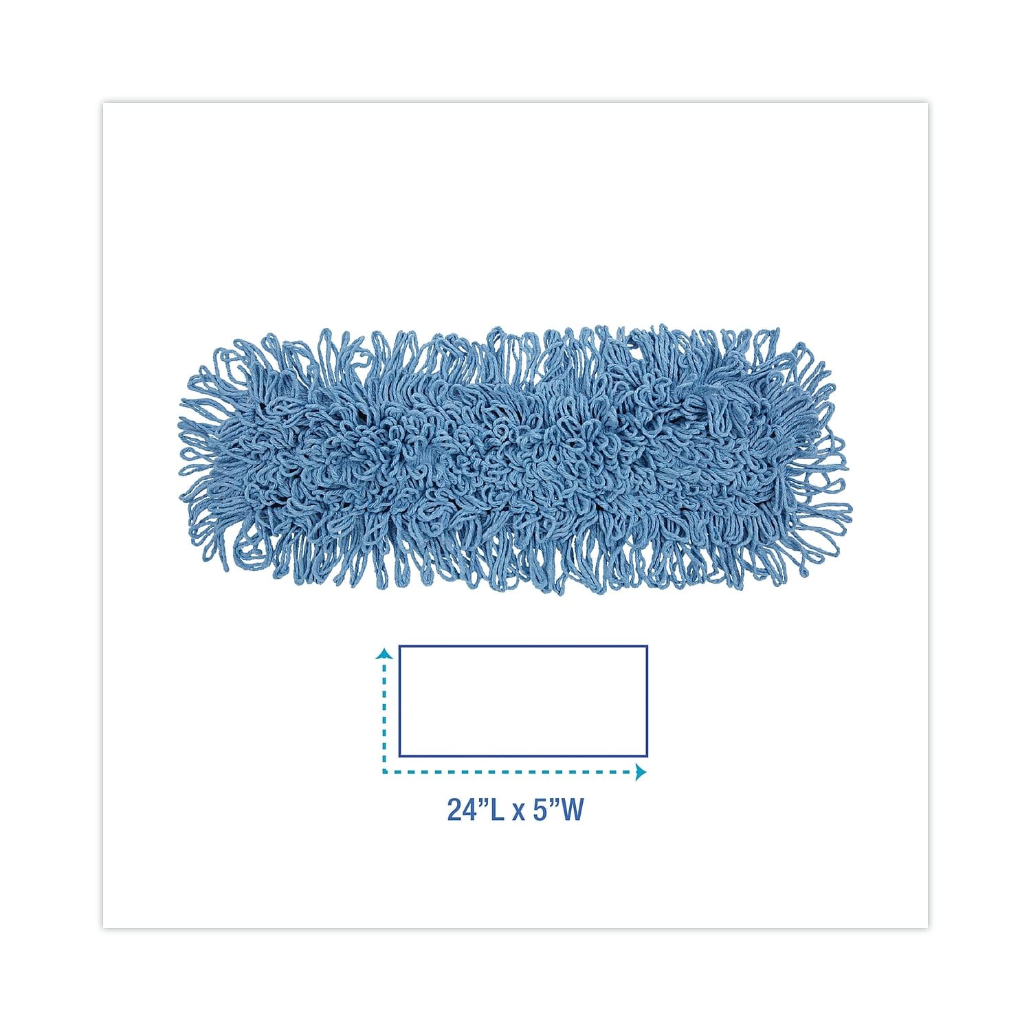 UNISAN 1124 Mop Head, Dust, Looped-End, Cotton/Synthetic Fibers, 24 x 5, Blue