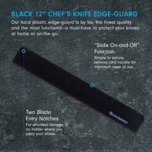 Messermeister 12” Chef’s Edge-Guard, Black - Fashionable & Functional Knife Protector for Chef’s & Wide-Blade Knives - 2 Blade Entry Notches - 12.5” x 1.9375”