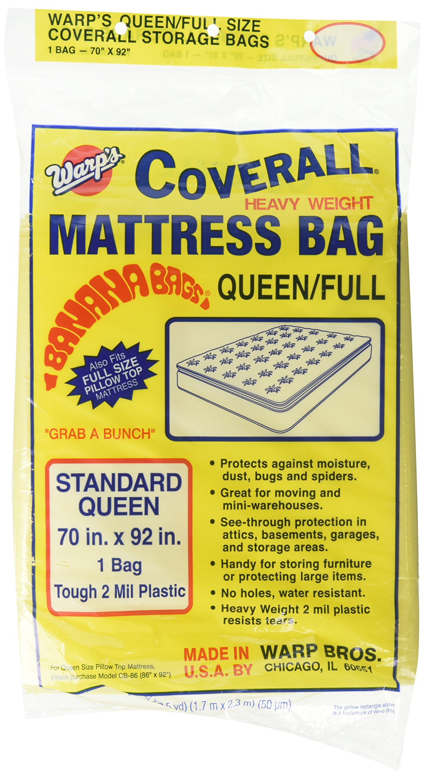 Warp Brothers CB-70 Banana Mattress Bag for Queen or Full, 70 92-Inch, Yellow