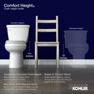 Kohler KOH3519-RA-0 Highline 1.0 GPF Elongated Two-Piece Toilet with Pressure Lite Flushing Technology and Right Hand Trip Lever - Less Seat White