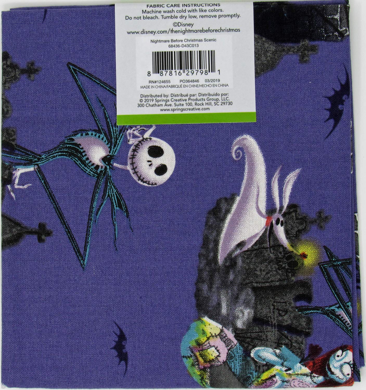 Disney The Nightmare Before Christmas Fat Quarter 18" x 22"