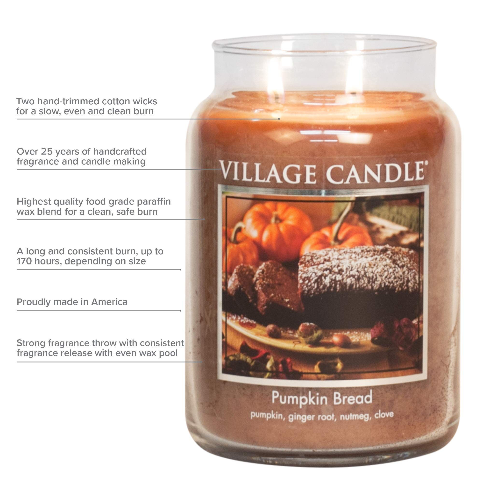 Village Candle Orange Cinnamon 16 oz Glass Jar Scented Candle, Medium