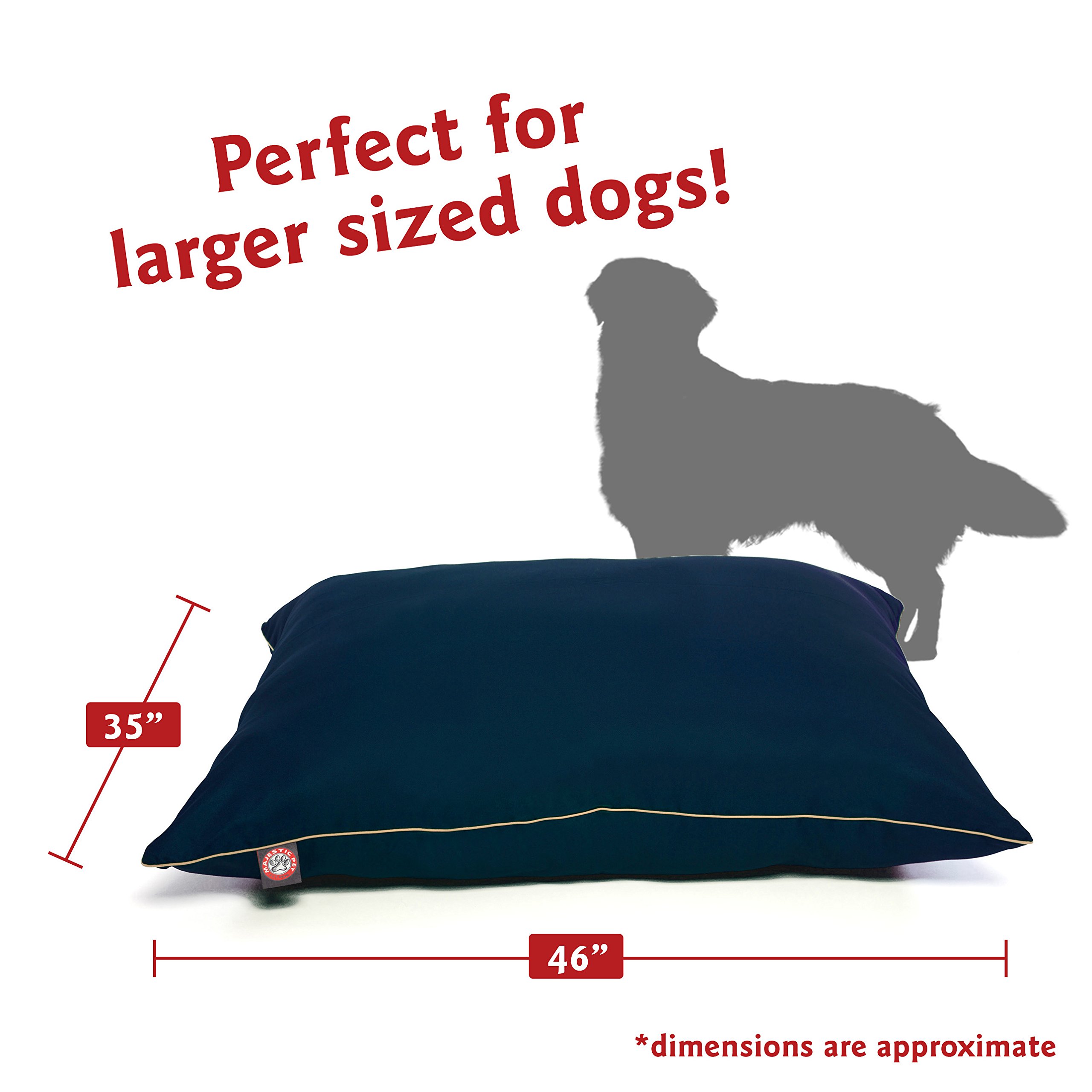 Majestic Pet Rectangle Large Dog Bed Washable – Non Slip Comfy Pet Bed – Dog Crate Bed Super Value Pillow Dog Bed – Dog Kennel Bed for Sleeping - Dog Bed Large Breed 46 x 35 Inch – Solid Blue