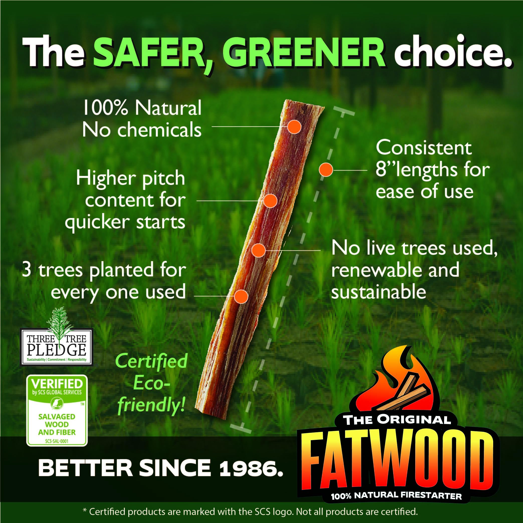 Betterwood 10 Pound Fatwood Natural Pine Firestarter 1 Pack for Campfire, BBQ, or Pellet Stove, Non Toxic and Water Repellent