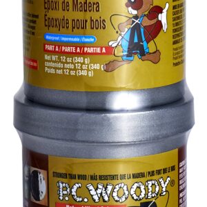 PC Products PC-Woody Wood Repair Epoxy Paste, Two-Part 12 oz in Two Cans, Tan