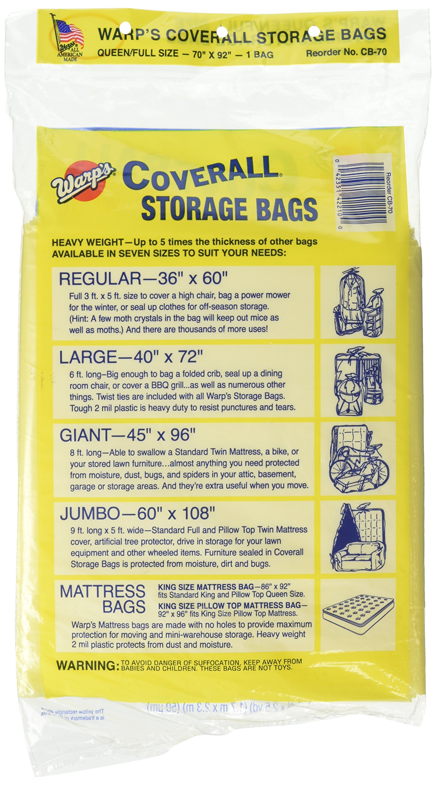 Warp Brothers CB-70 Banana Mattress Bag for Queen or Full, 70 92-Inch, Yellow