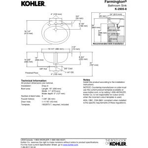 KOHLER Farmington 19X16 S-Rim Lav/8Cc