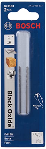 BOSCH BL2131 2-Piece 1/16 in. x 1-7/8 in. Fractional Jobber Black Oxide Drill Bit for Applications in Light-Gauge Metal, Wood, Plastic