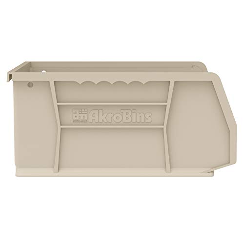 Akro-Mils 30235 AkroBins Plastic Storage Bins, Space-Saving Stackable Bins, Garage Organization Bins, Pantry Organization, Craft Storage, 11-Inch x 11-Inch x 5-Inch, Stone, 6-Pack