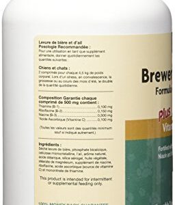 NaturVet Brewers Dried Yeast Formula with Garlic Flavoring Plus Vitamins for Dogs and Cats, Chewable Tablets, Made in The USA with Globally Source Ingredients 1000 Count