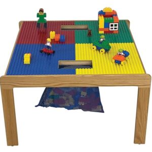 Fun Builder Table-Compatible with DUPLO® Brand Blocks w/Storage Nets-100% American Made-Solid Maple Wood Frames-Patent Pending Table Assembly-NO Tools and NO Hardware-Ready in 10 Minutes!-32" x 32"