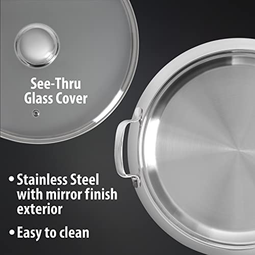 Chef's Secret 5-Ply Stainless-Steel Pancake Pan/Griddle with See Through Glass Lid