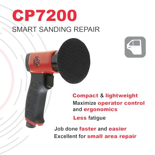 Chicago Pneumatic CP7200 - Air Random Rotary Sander Tool, Home Improvement, Woodworking Tools, Polisher, Rust Removal, Heavy Duty, Rotary Tool, Pistol Handle, Hook & Loop, 3 Inch (75 mm), 15000 RPM