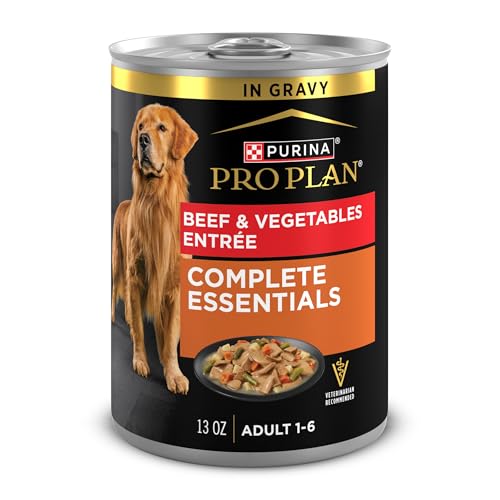 Purina Pro Plan Complete Essentials, Beef and Vegetables Entree in Wet Dog Food Gravy - (Pack of 12) 13 oz. Cans