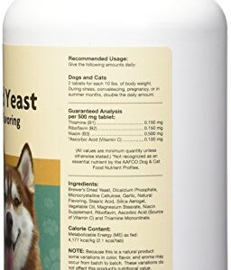 NaturVet Brewers Dried Yeast Formula with Garlic Flavoring Plus Vitamins for Dogs and Cats, Chewable Tablets, Made in The USA with Globally Source Ingredients 1000 Count