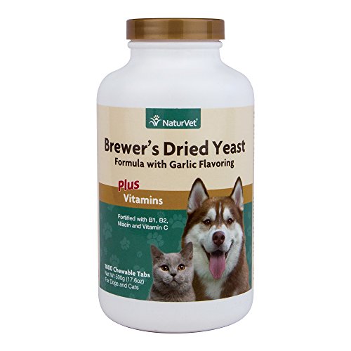 NaturVet Brewers Dried Yeast Formula with Garlic Flavoring Plus Vitamins for Dogs and Cats, Chewable Tablets, Made in The USA with Globally Source Ingredients 1000 Count