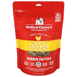 stella & chewy's freeze dried raw dinner patties – grain free dog food, protein rich chewy’s chicken recipe – 5.5 oz bag