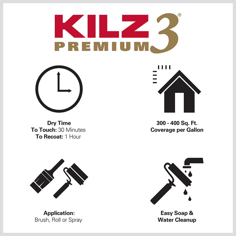 KILZ 3 Premium Primer, Interior/Exterior, 5 Gallon