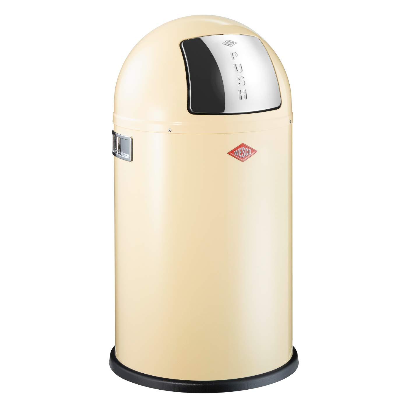 Wesco Pushboy Junior - German Made - Push Door Trash Can, Powder Coated Steel, 5.8 Gallon / 21 L , Almond