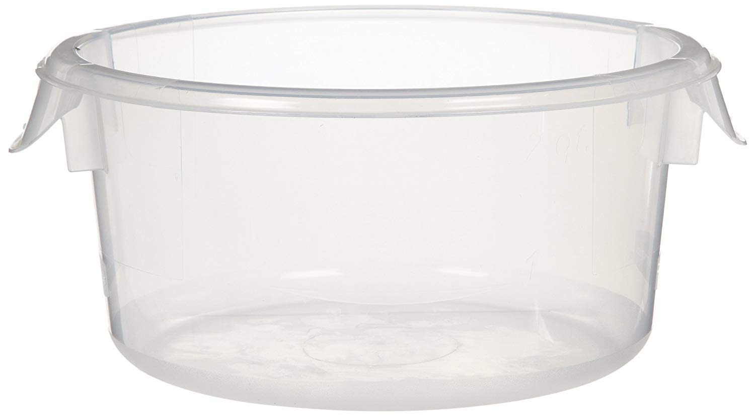 Rubbermaid Commercial Products Plastic Round Food Storage Container with Bail Handle, 2 Quart, Clear, High Temperature Range Food Organization/Storage for Wet/Dry Food in Kitchen/Restaurants/Cafeteria