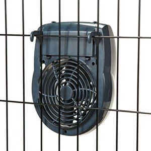 Cool Pup Crate Fan, 8x6.25x2.5” in Size – Quiet Battery Fan Keeps Dogs & Cats Cool with Built-in Thermometer, Silver